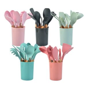 Silicon cooking spoon set