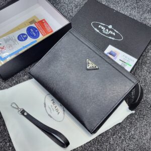 Prada 2NG005 Beige Leather Clutch Bag – Luxury Designer Purse