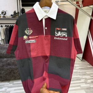 Men’s Premium Checkered Polo Shirt with Embroidered Streetwear Patches